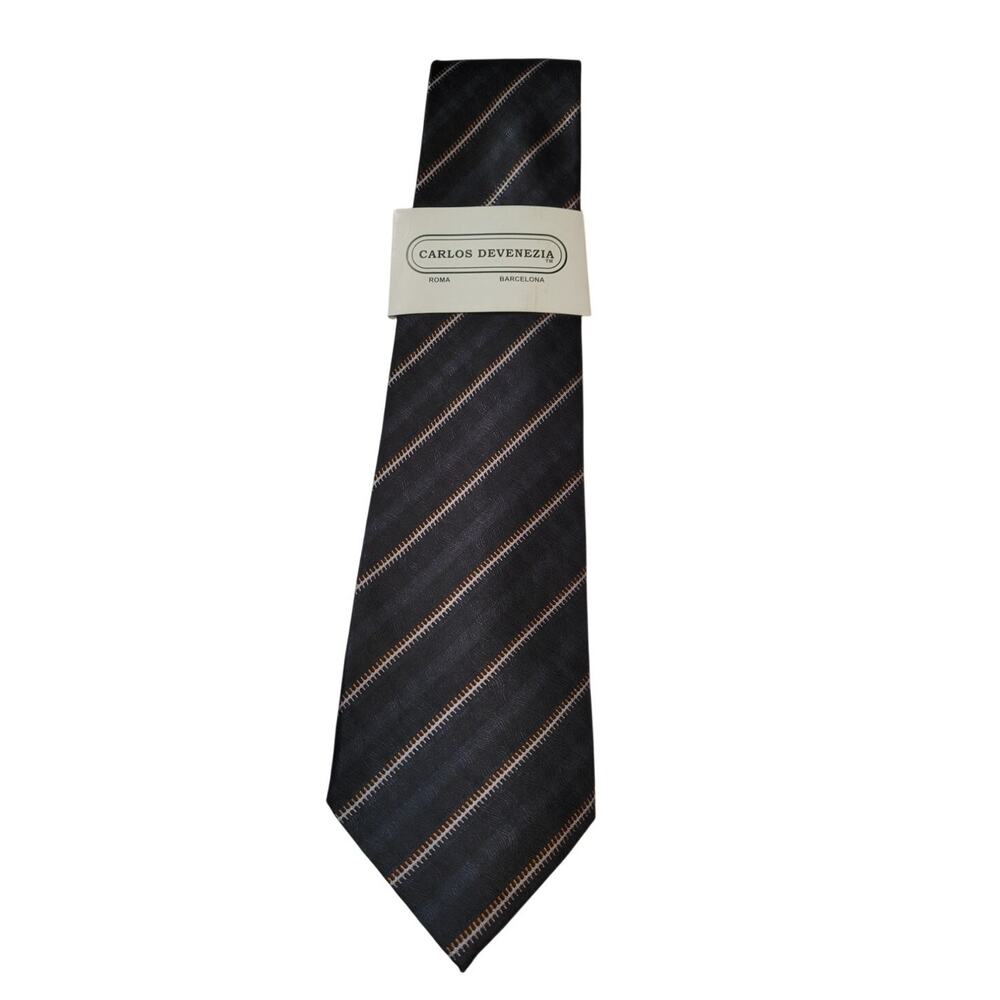NWT Carlos Devenezia 100%‎ Silk Handmade Striped Tie Professional Career Office